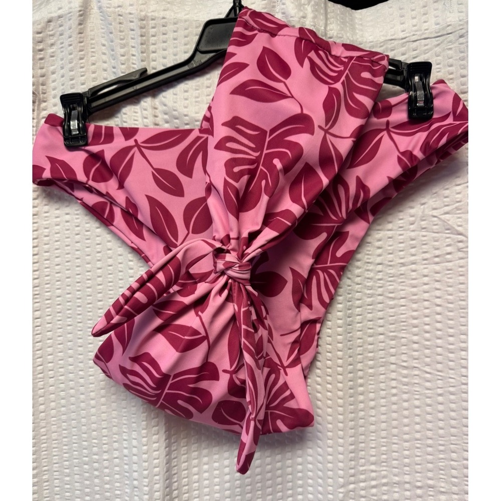 Bikini Strapless Two-piece Women's Pink Leaves SZ Medium